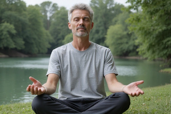 Uomo che medita in un ambiente sereno
