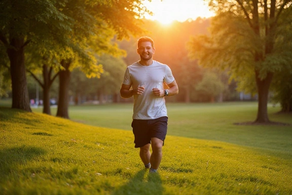 Uomo che corre all'aperto in un parco