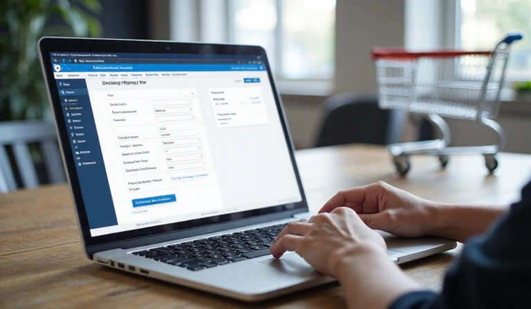 Rappresentazione di un cliente che compila un modulo online per un acquisto sicuro.