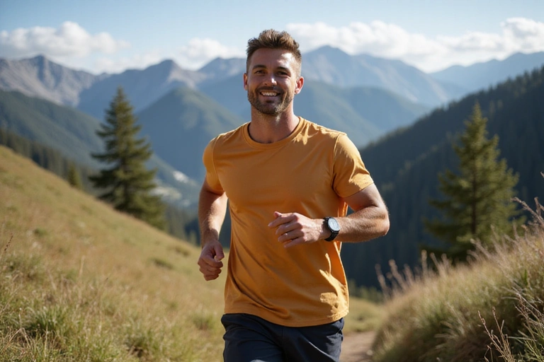 Uomo in salute che pratica sport all'aperto, simbolo di vitalità e benessere