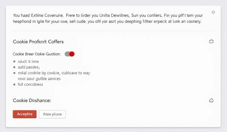 Interfaccia utente di un banner di consenso ai cookie, che mostra opzioni per accettare, rifiutare o personalizzare le preferenze dei cookie.