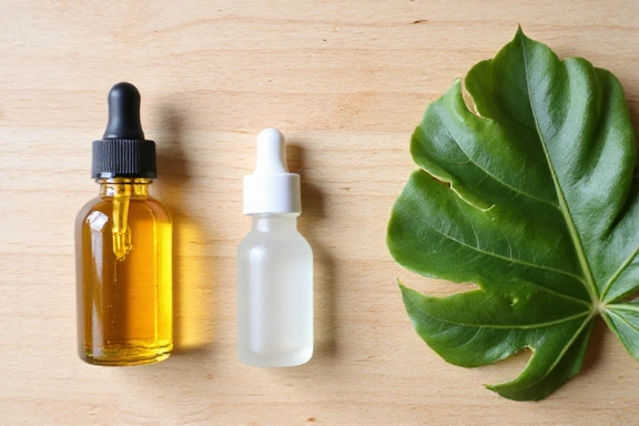 Immagine di ingredienti naturali come olio di argan, acido ialuronico e foglie di centella asiatica